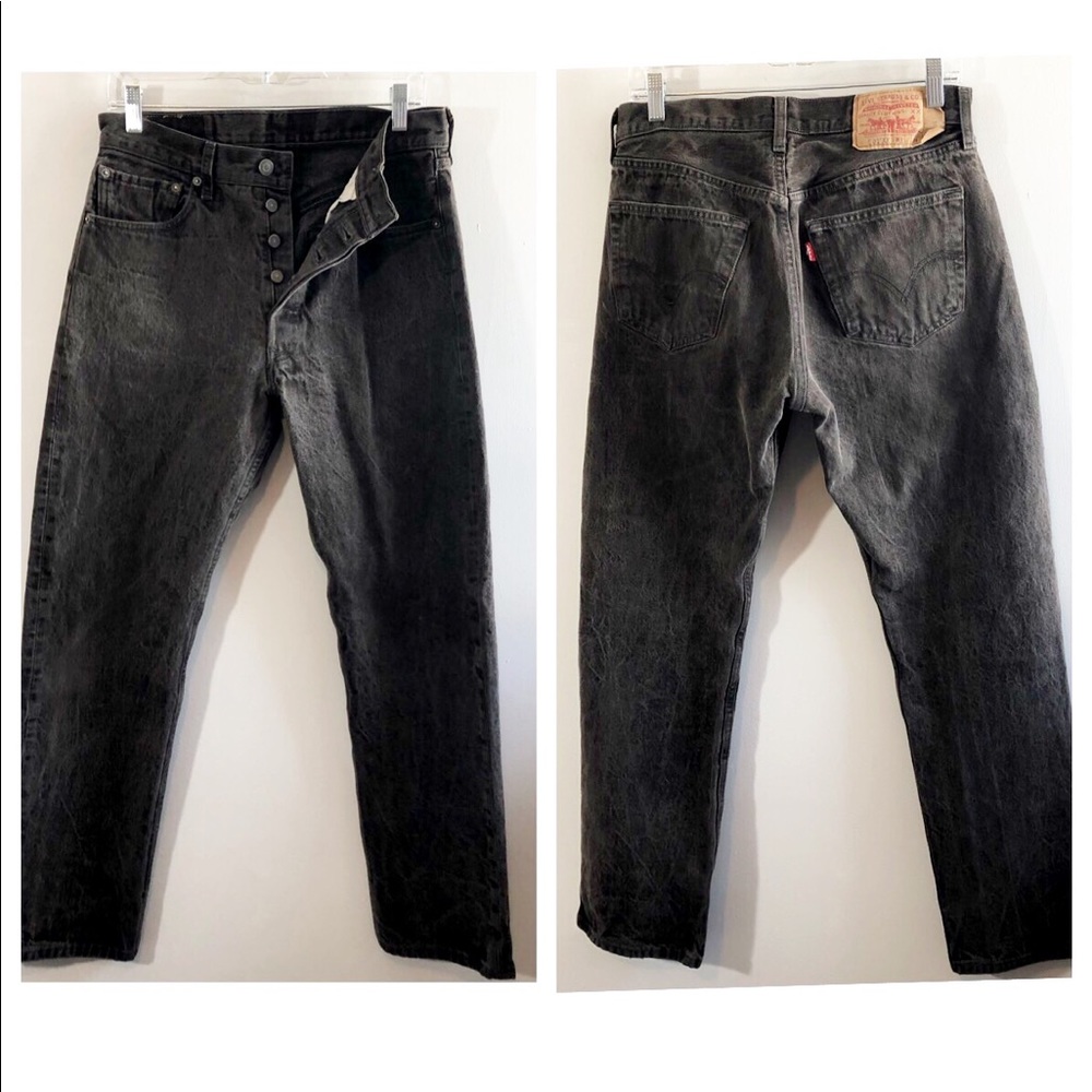 Levi’s 501 button acid wash charcoal gray 33 x 34